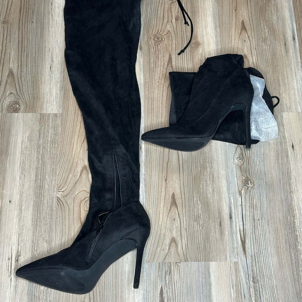 Elegant Black Stiletto Over-the-Knee Boots